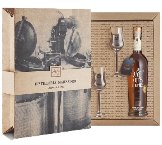 Grappa Marzadro Le Diciotto Lune Libreria “B“ 41%+ 2x sklo