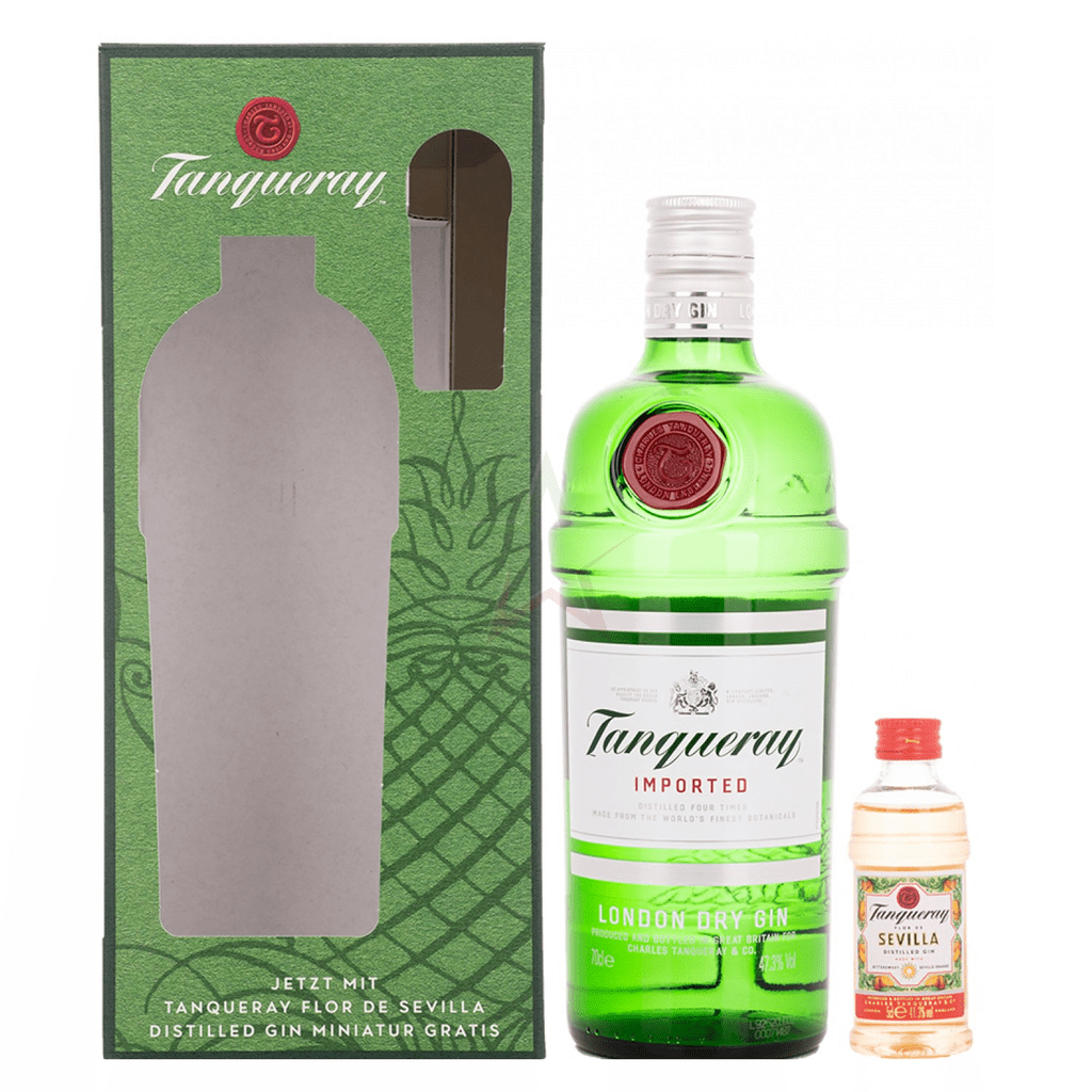 TANQUERAY LONDON DRY Gin 0,7l 47,3% + Tanqueray Flor de Sevilla Distilled Gin 0,05l